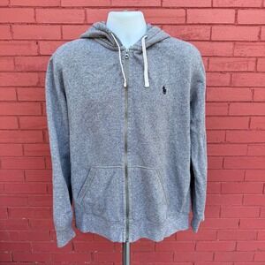 Vtg Polo Ralph Lauren Full Zip Hoodie Mens XL Waffle Knit Sweatshirt Heavyweight